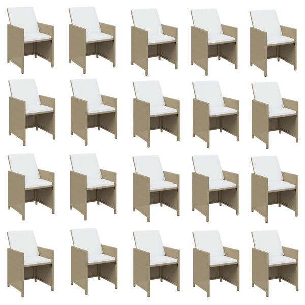 21-tlg. Garten-Essgruppe mit Kissen Poly Rattan Beige