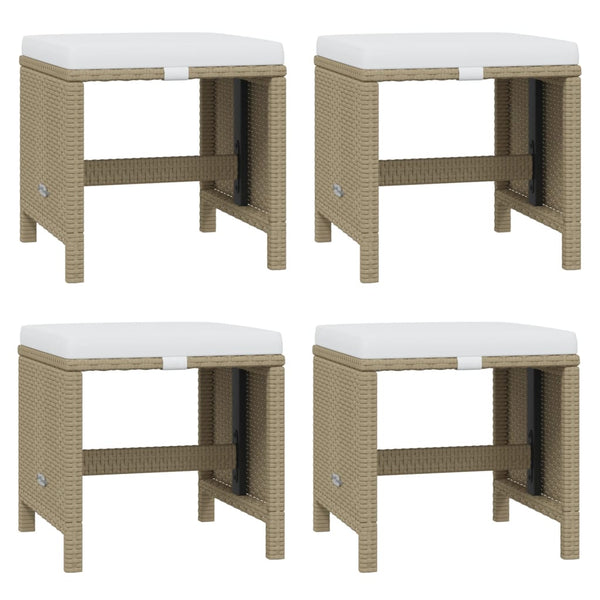 21-tlg. Garten-Essgruppe mit Kissen Poly Rattan Beige