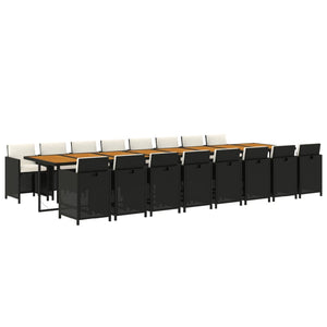 17-tlg. Garten-Essgruppe mit Kissen Schwarz Poly Rattan