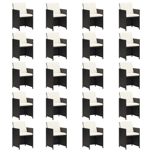 21-tlg. Garten-Essgruppe mit Kissen Schwarz Poly Rattan