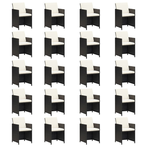 21-tlg. Garten-Essgruppe mit Kissen Schwarz Poly Rattan