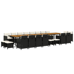 21-tlg. Garten-Essgruppe mit Kissen Schwarz Poly Rattan