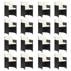 21-tlg. Garten-Essgruppe mit Kissen Schwarz Poly Rattan