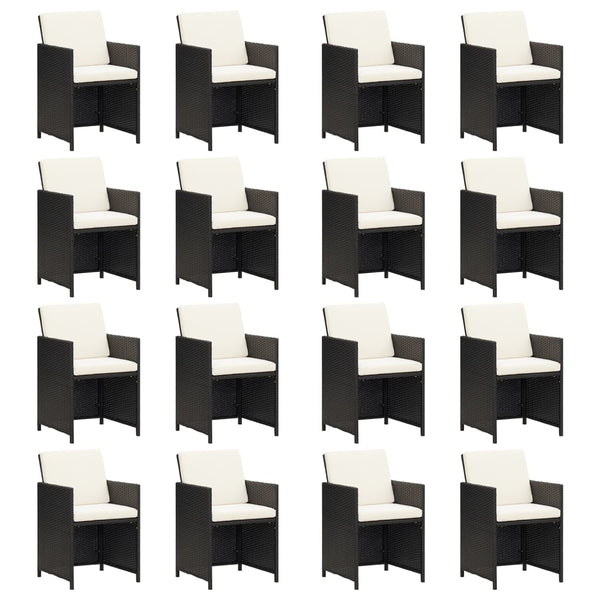 21-tlg. Garten-Essgruppe mit Kissen Schwarz Poly Rattan