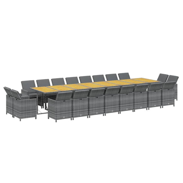 21-tlg. Garten-Essgruppe mit Kissen Grau Poly Rattan