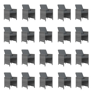 21-tlg. Garten-Essgruppe mit Kissen Grau Poly Rattan
