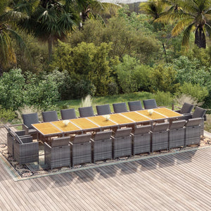 21-tlg. Garten-Essgruppe mit Kissen Grau Poly Rattan