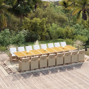 17-tlg. Garten-Essgruppe mit Kissen Beige Poly Rattan