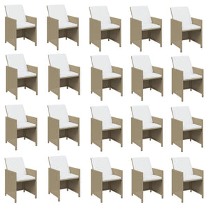 21-tlg. Garten-Essgruppe mit Kissen Poly Rattan Beige