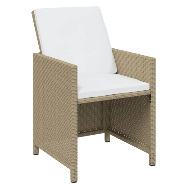 21-tlg. Garten-Essgruppe mit Kissen Poly Rattan Beige