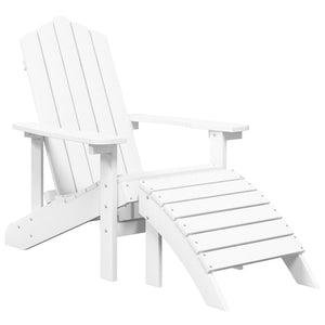 Adirondack-Gartenstühle 2 Stk. mit Hockern HDPE Weiß