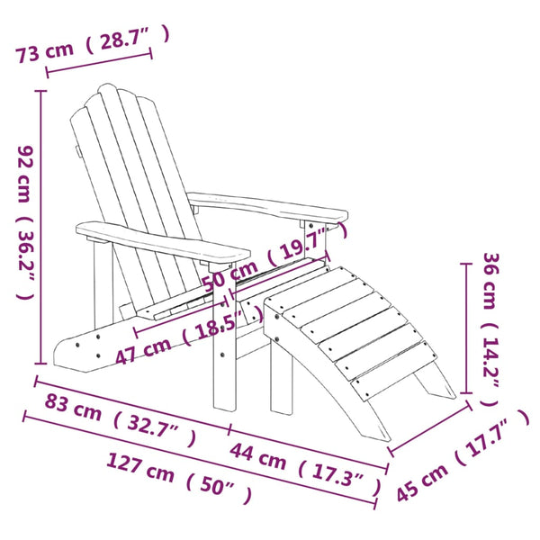 Adirondack-Gartenstühle mit Hocker & Tisch HDPE Braun