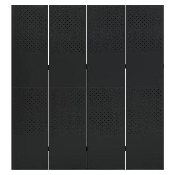 4-tlg. Raumteiler 2 Stk. Schwarz 160x180 cm Stahl