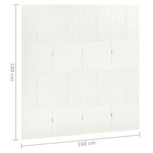4-tlg. Raumteiler 2 Stk. Weiß 160x180 cm Stahl