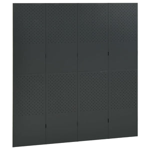 4-tlg. Raumteiler 2 Stk. Anthrazit 160x180 cm Stahl