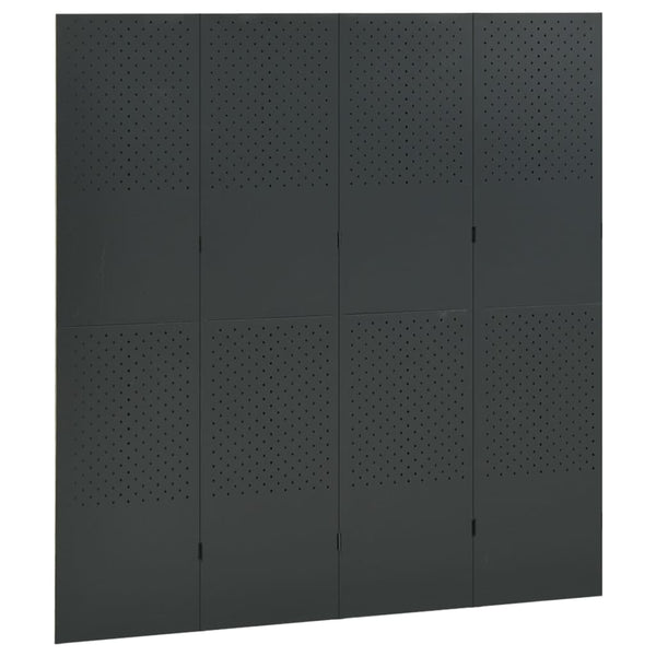 4-tlg. Raumteiler 2 Stk. Anthrazit 160x180 cm Stahl