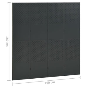 4-tlg. Raumteiler 2 Stk. Anthrazit 160x180 cm Stahl