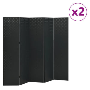 5-tlg. Raumteiler 2 Stk. Schwarz 200x180 cm Stahl