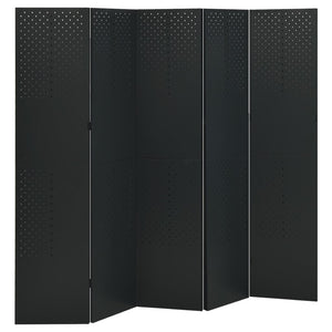 5-tlg. Raumteiler 2 Stk. Schwarz 200x180 cm Stahl