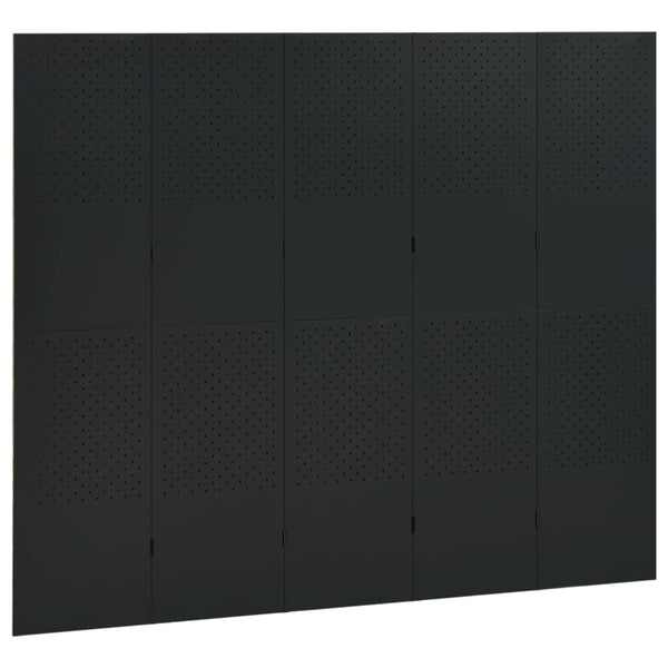 5-tlg. Raumteiler 2 Stk. Schwarz 200x180 cm Stahl