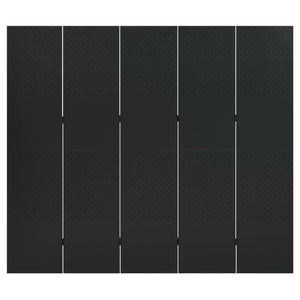 5-tlg. Raumteiler 2 Stk. Schwarz 200x180 cm Stahl
