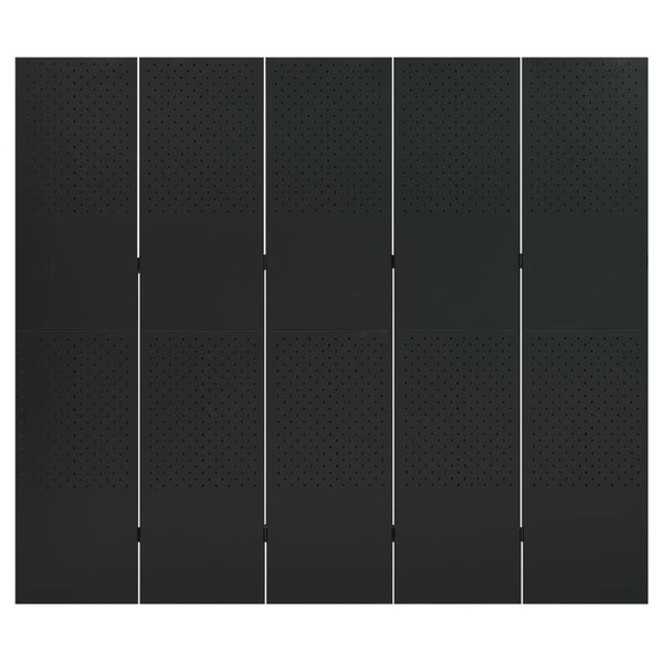 5-tlg. Raumteiler 2 Stk. Schwarz 200x180 cm Stahl