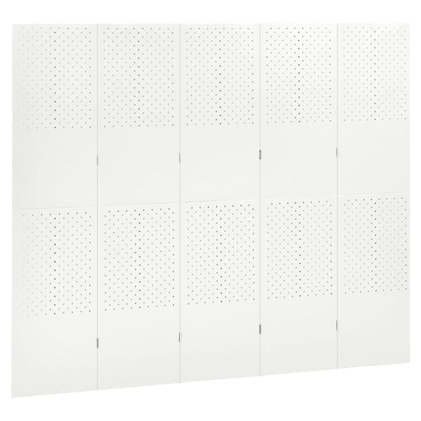 5-tlg. Raumteiler 2 Stk. Weiß 200x180 cm Stahl