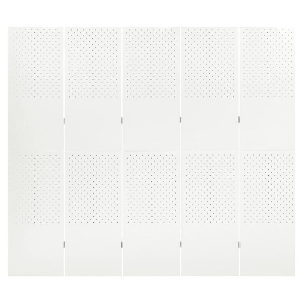 5-tlg. Raumteiler 2 Stk. Weiß 200x180 cm Stahl
