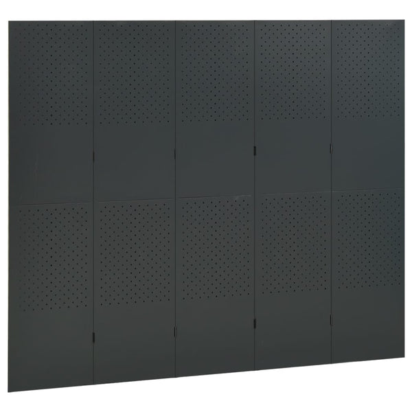 5-tlg. Raumteiler 2 Stk. Anthrazit 200x180 cm Stahl