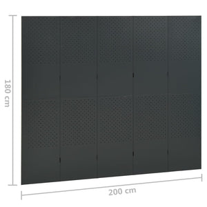 5-tlg. Raumteiler 2 Stk. Anthrazit 200x180 cm Stahl