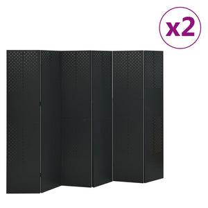 6-tlg. Raumteiler 2 Stk. Schwarz 240x180 cm Stahl