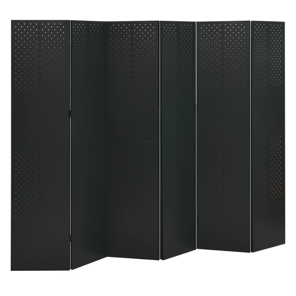 6-tlg. Raumteiler 2 Stk. Schwarz 240x180 cm Stahl