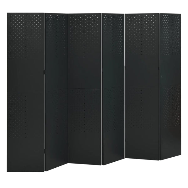 6-tlg. Raumteiler 2 Stk. Schwarz 240x180 cm Stahl