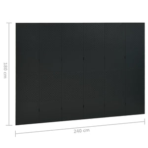 6-tlg. Raumteiler 2 Stk. Schwarz 240x180 cm Stahl