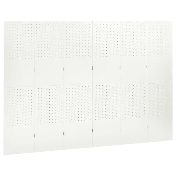 6-tlg. Raumteiler 2 Stk. Weiß 240x180 cm Stahl