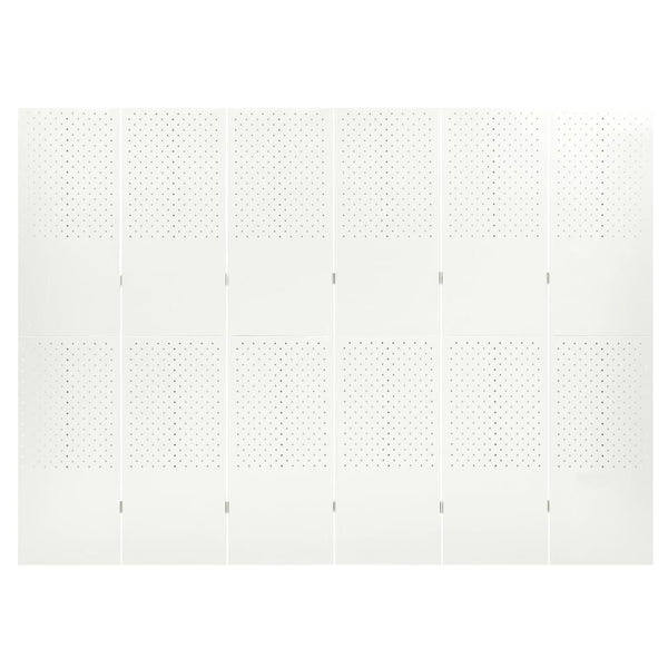 6-tlg. Raumteiler 2 Stk. Weiß 240x180 cm Stahl