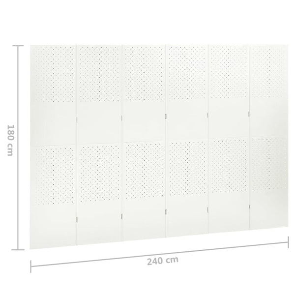 6-tlg. Raumteiler 2 Stk. Weiß 240x180 cm Stahl