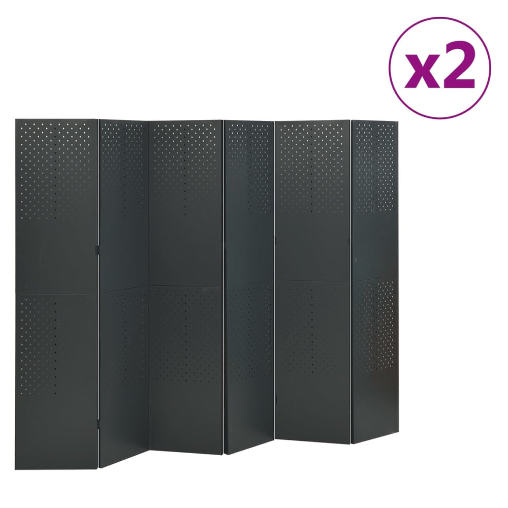 6-tlg. Raumteiler 2 Stk. Anthrazit 240x180 cm Stahl