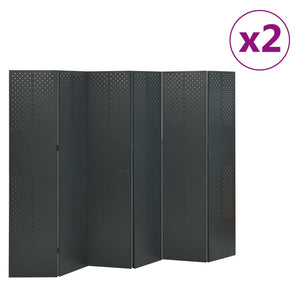 6-tlg. Raumteiler 2 Stk. Anthrazit 240x180 cm Stahl
