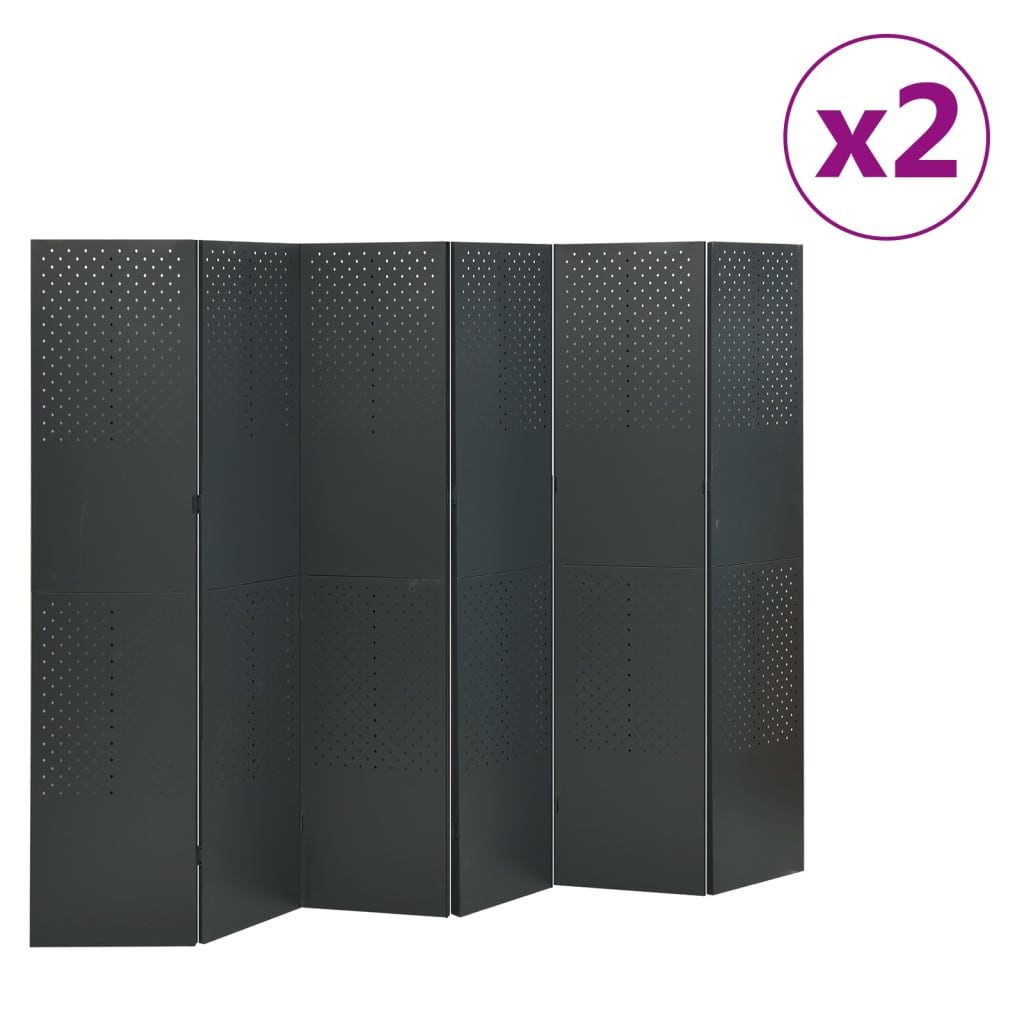 6-tlg. Raumteiler 2 Stk. Anthrazit 240x180 cm Stahl