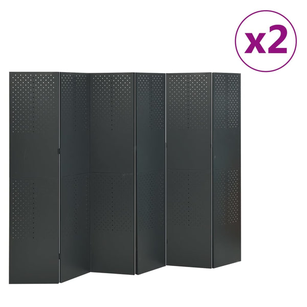 6-tlg. Raumteiler 2 Stk. Anthrazit 240x180 cm Stahl