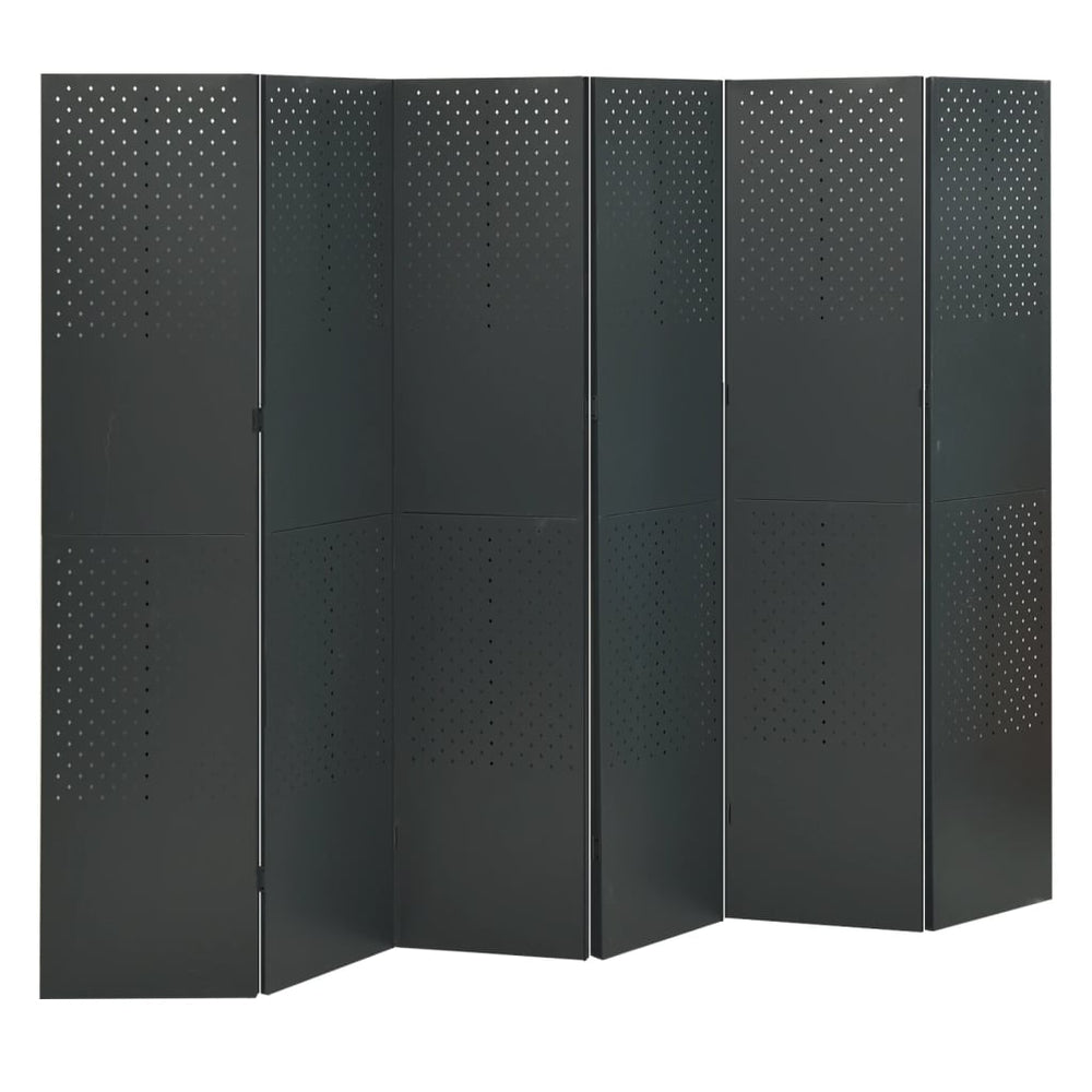 6-tlg. Raumteiler 2 Stk. Anthrazit 240x180 cm Stahl