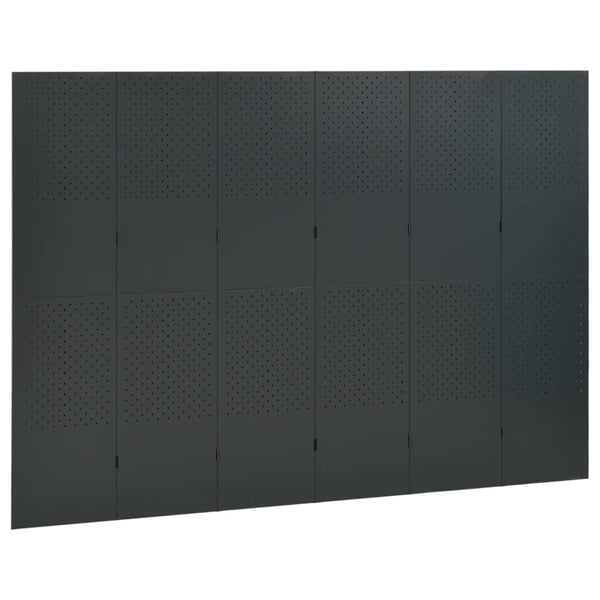 6-tlg. Raumteiler 2 Stk. Anthrazit 240x180 cm Stahl