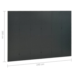 6-tlg. Raumteiler 2 Stk. Anthrazit 240x180 cm Stahl