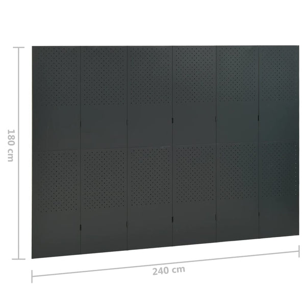 6-tlg. Raumteiler 2 Stk. Anthrazit 240x180 cm Stahl