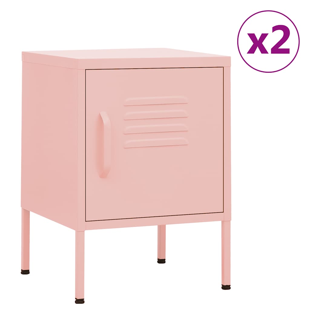 Nachttische 2 Stk. Rosa 35x35x51 cm Stahl