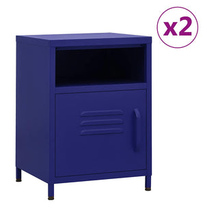 Nachttische 2 Stk. Marineblau 35x35x51 cm Stahl