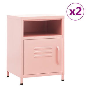 Nachttische 2 Stk. Rosa 35x35x51 cm Stahl
