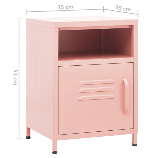 Nachttische 2 Stk. Rosa 35x35x51 cm Stahl