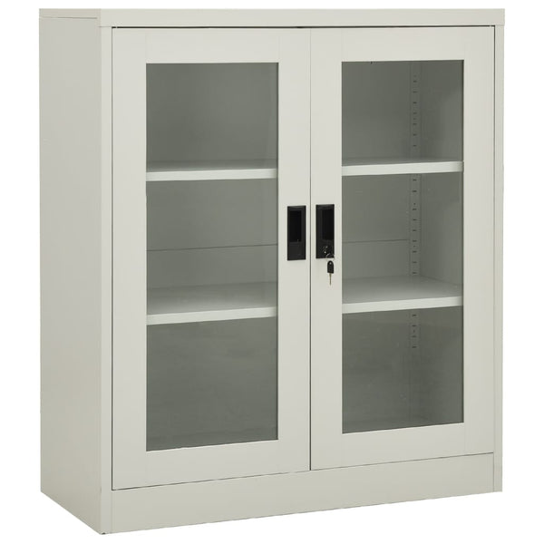 Büroschrank mit Pflanzkasten Hellgrau 90x40x128 cm Stahl
